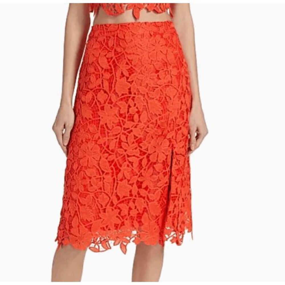NWT Milly Carreen Summer Floral Lace Skirt - Coral / 12 - Picture 5 of 11